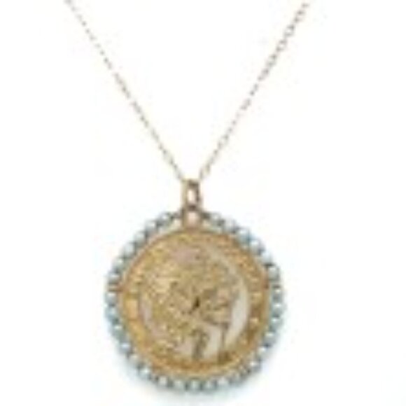14K St. Christopher Men's Protect Us Pendant Yellow Gold - Picture 3 of 6